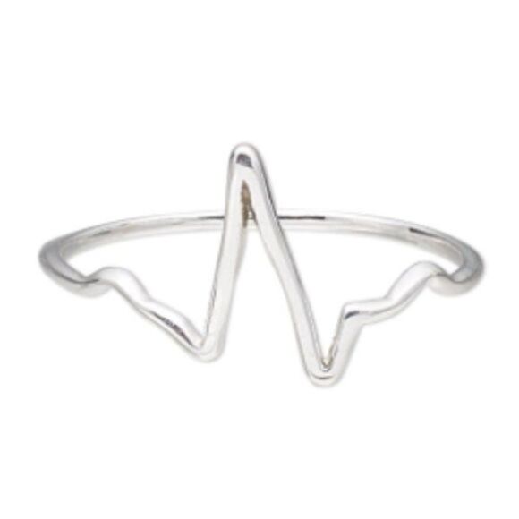 Sterling Silver Heartbeat Ring Size 7.25 Thin Band 925 - Picture 10 of 10